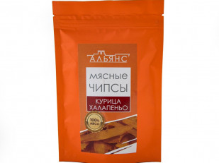 Картофель «Бруто» черный перец 70 гр.: Мясо (АЛЬЯНС) вяленое курица с халапеньо (50 гр)